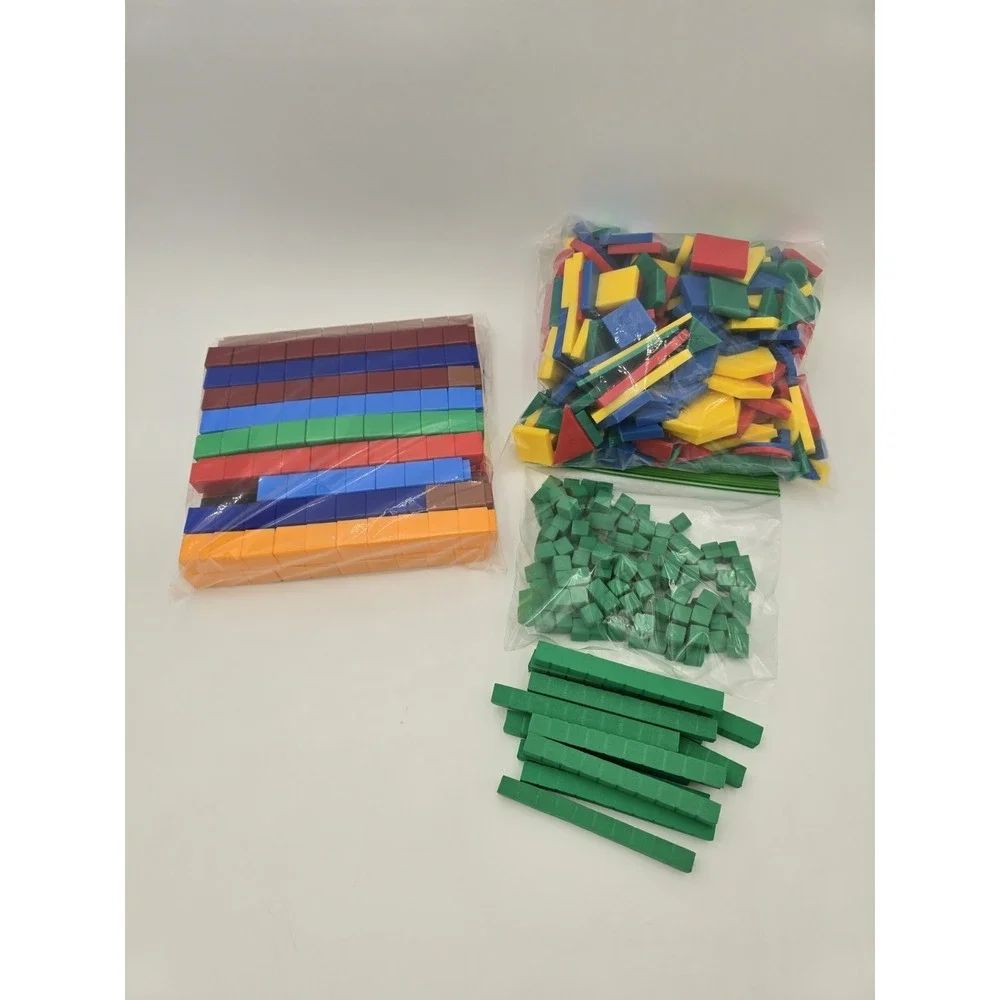 Math Manipulatives Lot Plastic‎ Cubes, 260+ Geometric Shapes, Foam Counters